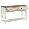 ACME Florian 2-Drawer Wooden Sofa Table in Oak and Antique White