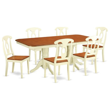 East West Furniture Napoleon 7-piece Wood Kitchen Table Set in Buttermilk/Cherry