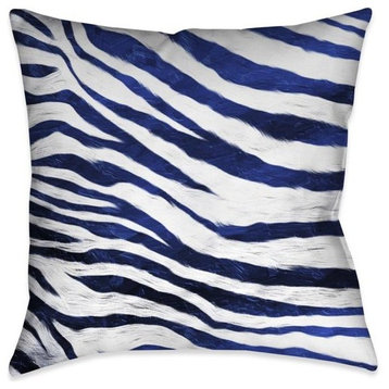 Blue Ombre Zebra Outdoor Decorative Pillow, 18"x18"