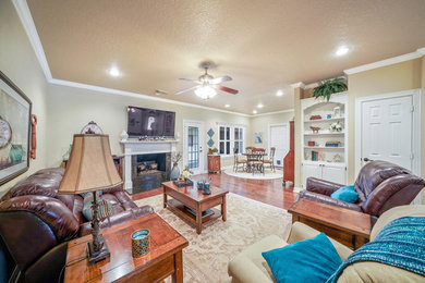 Inspiration for a transitional family room remodel in Houston