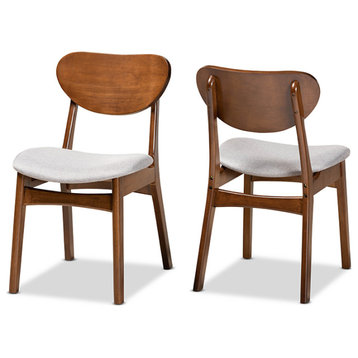 Kobell Mid-Century Modern Gray and Walnut Dining Chair, Set of 2