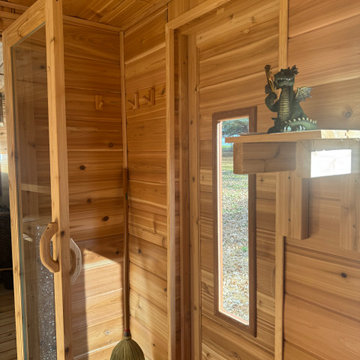 Traditional Cedar Sauna with Wood Burning Stove