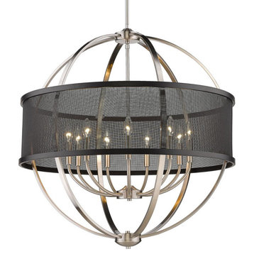 Golden Colson 9-LT Chandelier (with shade) 3167-9 PW-BLK - Pewter
