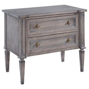 Nightstand Selena Greige Solid Wood Old World Distressing Tapered