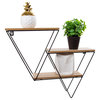 Decorative Triangle Floating Wooden Wall Shelf, 15.5"x18.5", Black