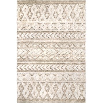 Nuloom Rebecca High Low Textured Shaggy Area Rug, Beige 6'7"x9'