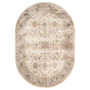 Safavieh Vintage Collection VTG168 Rug, Stone/Mouse, 5'3"x7'6" Oval