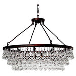 Lightupmyhome - Lightupmyhome Celeste 32" Glass Chandelier, Oil Rubbed Bronze, Hanging or Flush - Hundreds of large clear glass drop crystals surround this oil rubbed bronze finished frame. With the ability to display this light as a hanging or semi-flush mount version, the versatility of the Celeste Chandelier makes it the perfect fit for your any space.