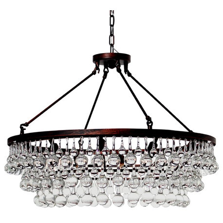 Lightupmyhome Celeste 32" Glass Chandelier, Oil Rubbed Bronze, Hanging or Flush