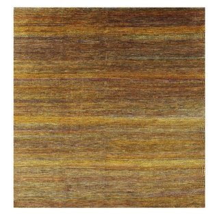 Gold 8' Square Super Savannah Gabbeh Handmade Wool & Silk Rug - Q22197 ...