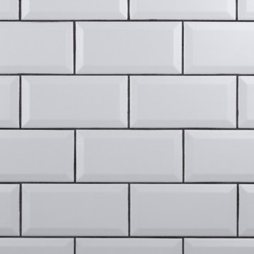 Crown Heights Beveled Matte White Ceramic Wall Tile