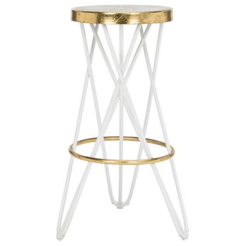 Coco Gold Leaf Bar Stool White / Gold Set of 2