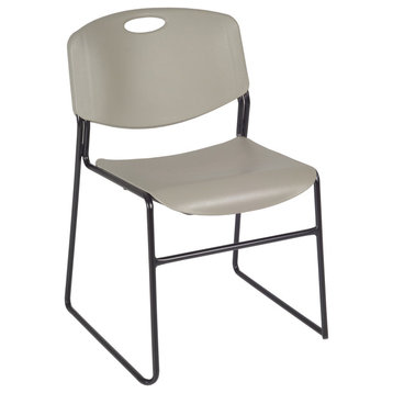 Kee 36" Round Breakroom Table- Cherry/ Black & 4 Zeng Stack Chairs- Grey
