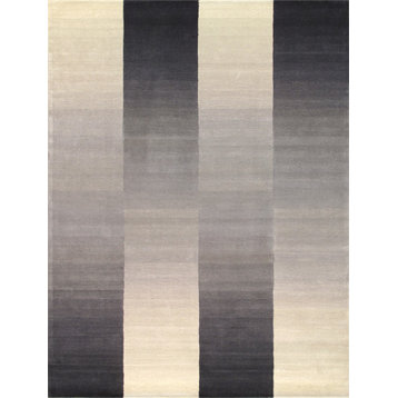 Rodeo Collection Hand-Tufted Silk and Wool Area Rug, Silver and Ivory, 5'0"x8'0"