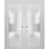 Planum 2102 Interior French Frosted Glass Doors 60x96 White Silk
