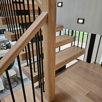 Project #124 | Contemporary Red Oak and Steel Staircase