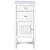 Athens 15" Cabinet w/ Drawers & Door Glossy White w/ 3 CM Carrara Marble Top