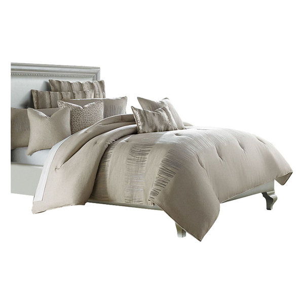 AICO Bedding Captiva 10-Piece King Comforter Set, Neutral