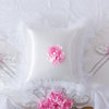 Tache 6-Piece Rose Pink White Satin Ruffled Bedding Set, Queen