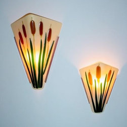 Cattails V-Shaped Glass Wall Sconce - Wall Sconces