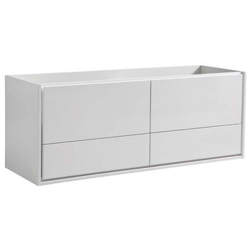 Fresca Catania 60" Gloss White Wall Hung Double Sink Cabinet