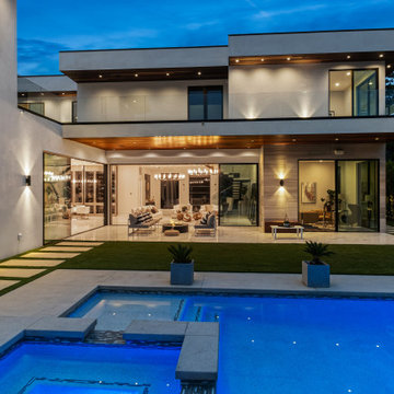 Backyard and Pool at Night - Studio City