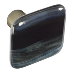 CKP - Art Glass Knob, Charcoal Swirl, Dull Brushed Nickel Base - Cabinet And Drawer Knobs