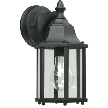 1-Light Cast Alum Lantern Wall Mount, Black