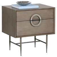 Harun nightstand - antique silver - ash grey finish
