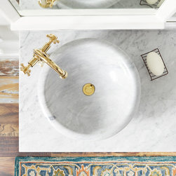 CURVED RIM CARRARA MARBLE VESSEL SINK - Bathroom Sinks
