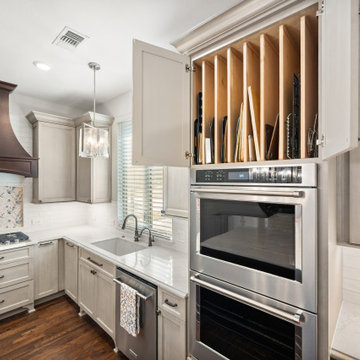 Modern Built-in Double Oven with Vertical Tray Organizer