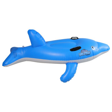 61" Inflatable Blue Ride-On Dolphin Swimming Pool Float