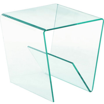 Square Bent Clear Glass Lamp Table, 72102-LT