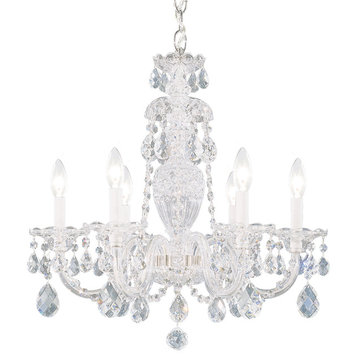 Sterling 6-Light Chandelier in Silver With Clear Heritage Crystal