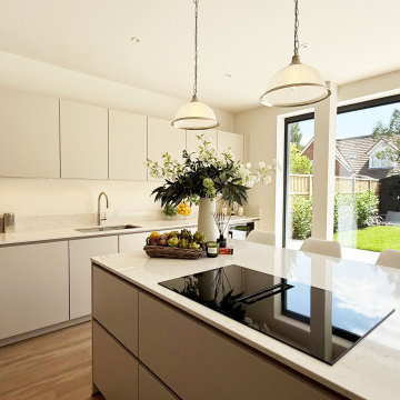 Light Beige Handleless Kitchen in St Albans