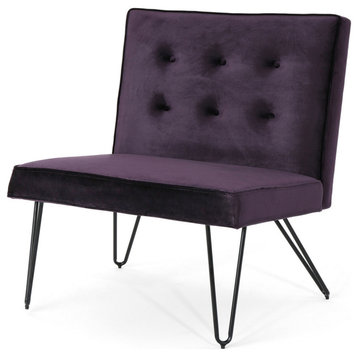 GDF Studio DuSoleil Velvet Modern Armless Chair, Blackberry/Black