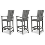 Polywood - POLYWOOD Quattro 3-Piece Bar Set, Slate Grey - With curved arms and a contoured seat and back for comfort, this set of three Quattro Adirondack Bar Chairs is ideal for dining and entertaining at your built-in outdoor bar. Constructed of durable POLYWOOD lumber available in a variety of attractive, fade-resistant colors, this all-weather bar chair will never require painting, staining, or waterproofing.