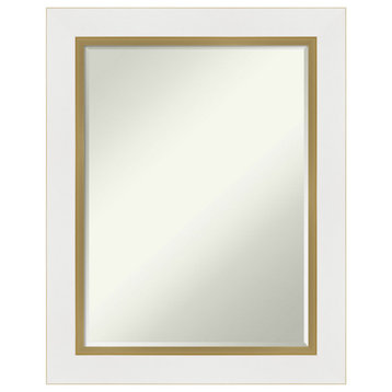 Eva White Gold Petite Bevel Bathroom Wall Mirror 23.25 x 29.25 in.