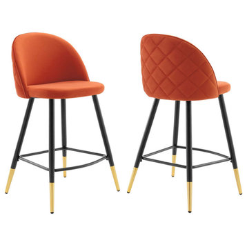 Modway Cordial Performance Velvet Counter Stools Set of 2