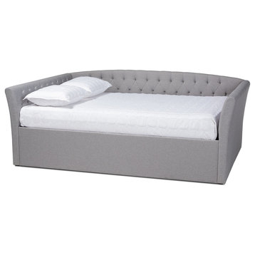 Qintal Fabric Upholstered Queen Size Daybed, Light Gray