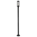 Z-Lite - Z-Lite 586PHMR-567P-BK Glenwood 1 Light Outdoor Post Mounted Fixture 89 Inch - Illuminate a walkway to the front door with this modern outdoor post mounted fixture from the Glenwood collection. Featuring a tall, slender column and lantern made of a weather-resistant aluminum material in a deep black finish, this lamppost style lighting piece is sure to survive the elements for years to come. In addition, it also features a contemporary lantern with a tube-like clear glass globe that encases the bulb, and is nestled by four thin braces.