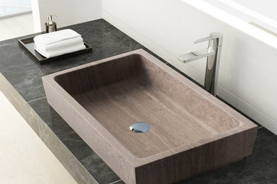 Lehi Stone Vessel Sink in Wooden Grey Marble