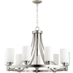 Quorum - Quorum Lancaster 9-Light Chandelier, Satin Nickel - This Lancaster 9-LT Chandelier from Quorum has a finish of Satin Nickel  and fits in well with any Transitional style decor.
