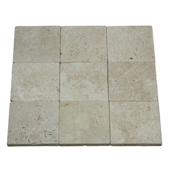 Ivory 4" x 4" Tumbled Travertine Tile - Products