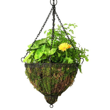 Elegant French Wire Ornate Hanging Basket Plant Flower Outdoor Holder Metal