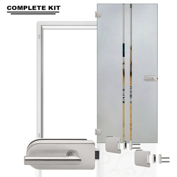 Interior Glass Door/Office Semi Frosted Design (Complete Kit), 26"x80", Right