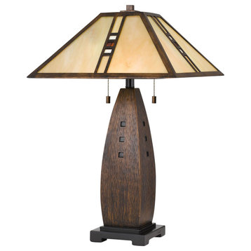 Luxury American Bungalow Tiffany Table Lamp, Burnt Sienna, UQL7023
