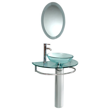 Attrazione Modern Glass Bathroom Vanity With Frosted Edge Mirror, FFT9152BN