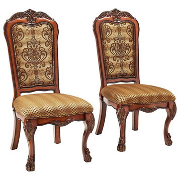 Dresden Side Chair, Set-2, Fabric and Cherry Oak