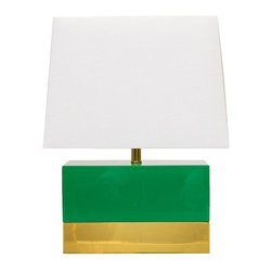 Worlds Away Foley Green Lacquer and Brass Table Lamp - Table Lamps